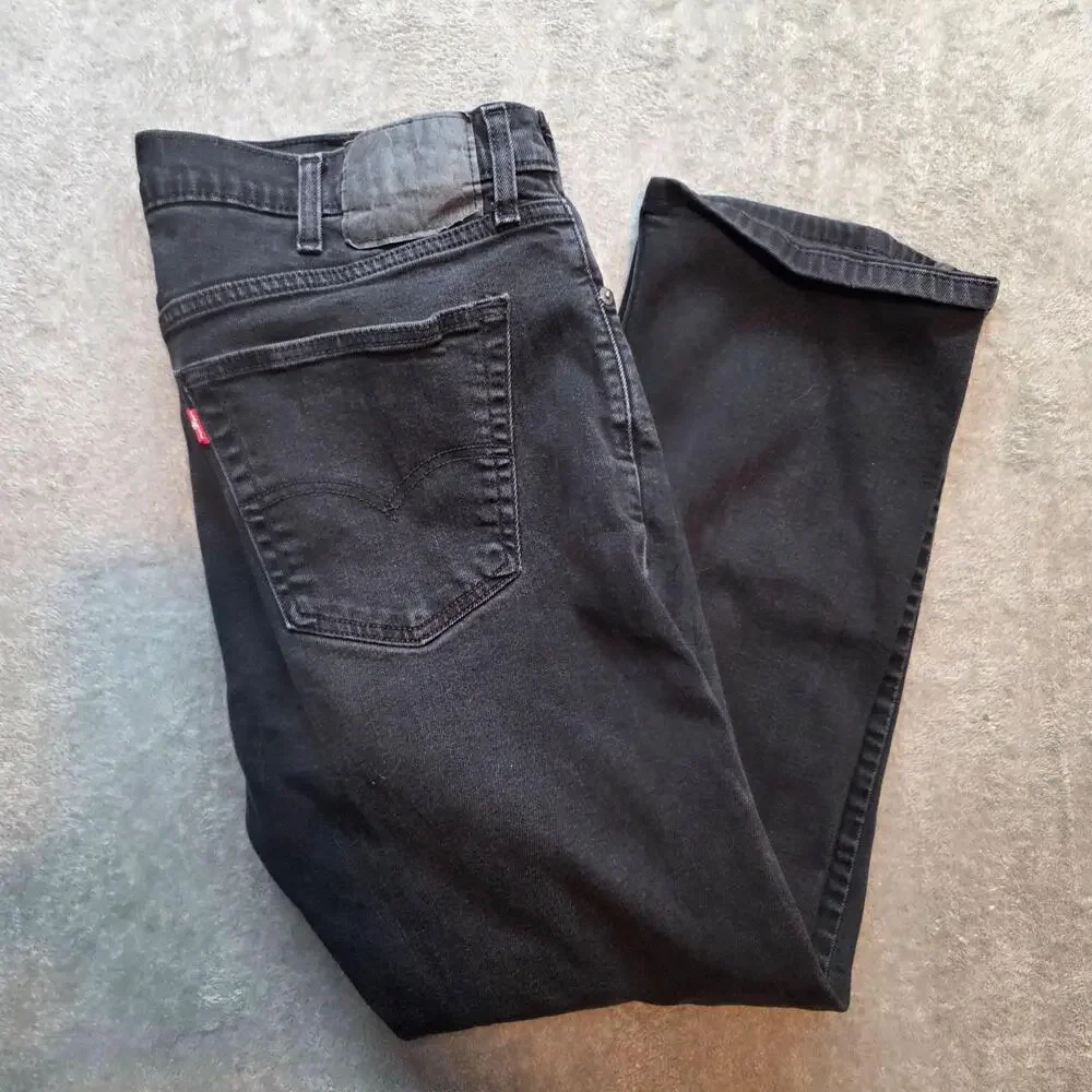 Levi's Jeans Mens 38x30 Black Charcoal Wash Regular Fit Straight Leg Denim